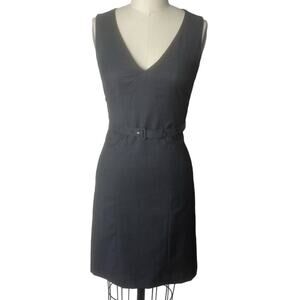 Saba 100% Wool Charcoal Belted Sheath Dress Size 6